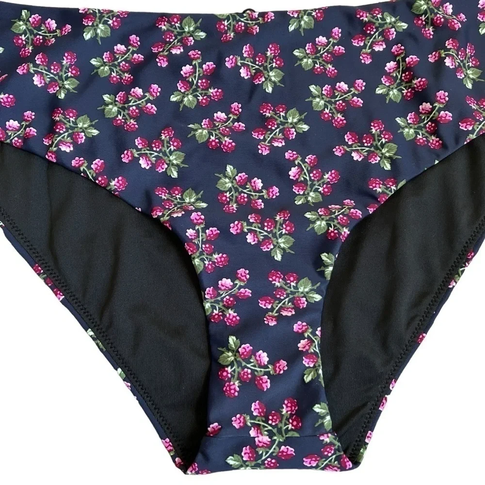 NWT J. Crew Hipster Bikini Bottom in Twilight Berry Navy with Pink Print Sz 2X